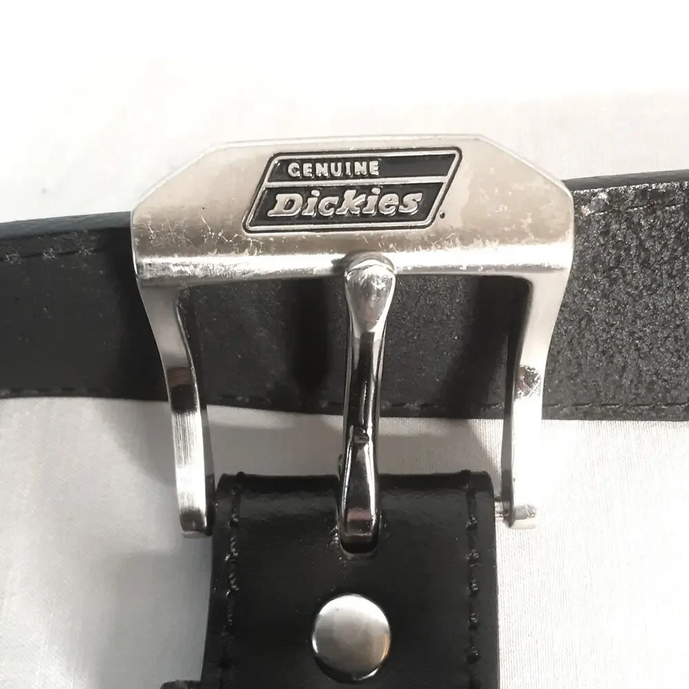💎Dickies Genuine Black Leather Belt 46 to 48 Waist Curved Strap